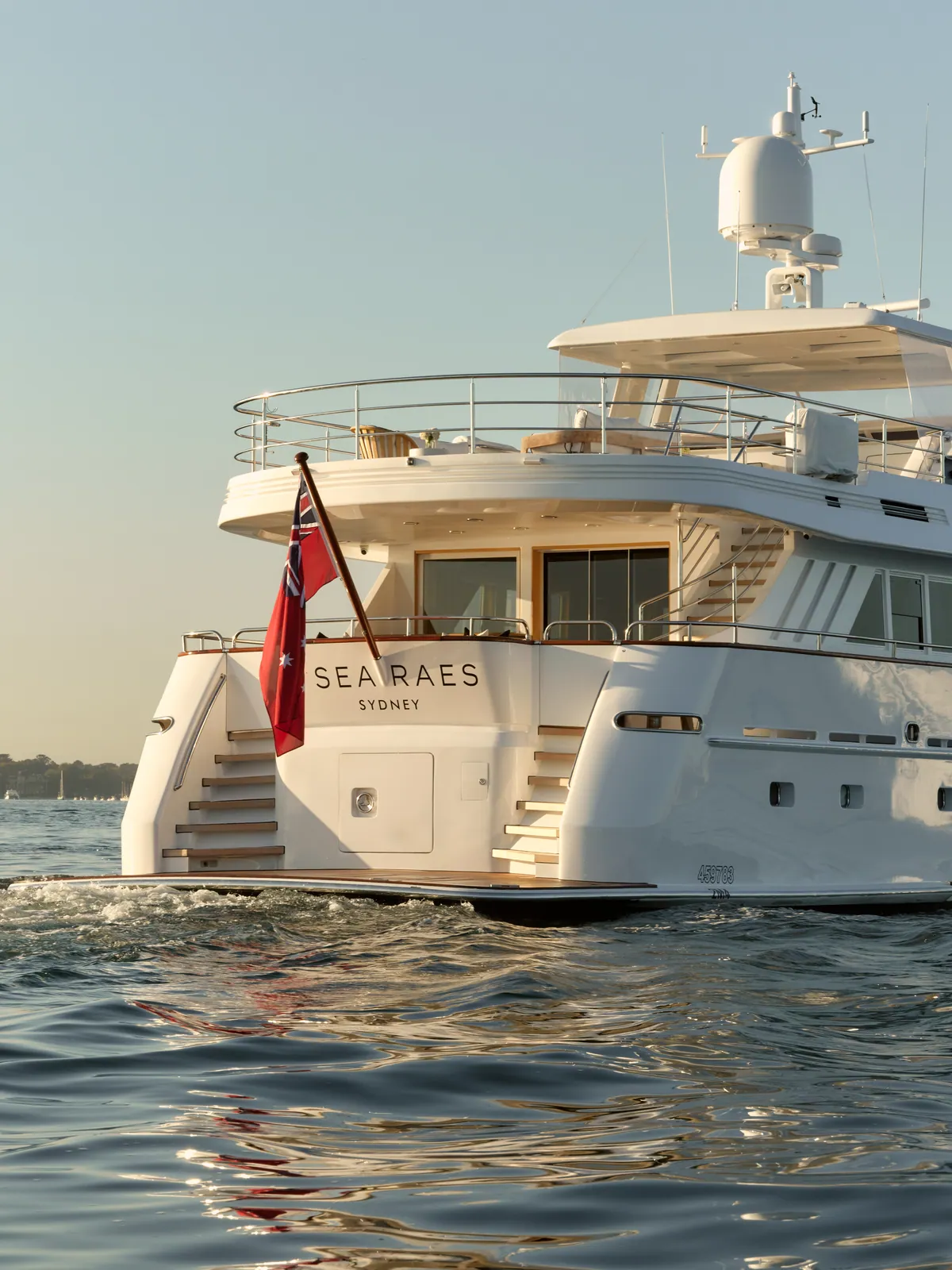M/Y Sea Raes, her stern and swim platform