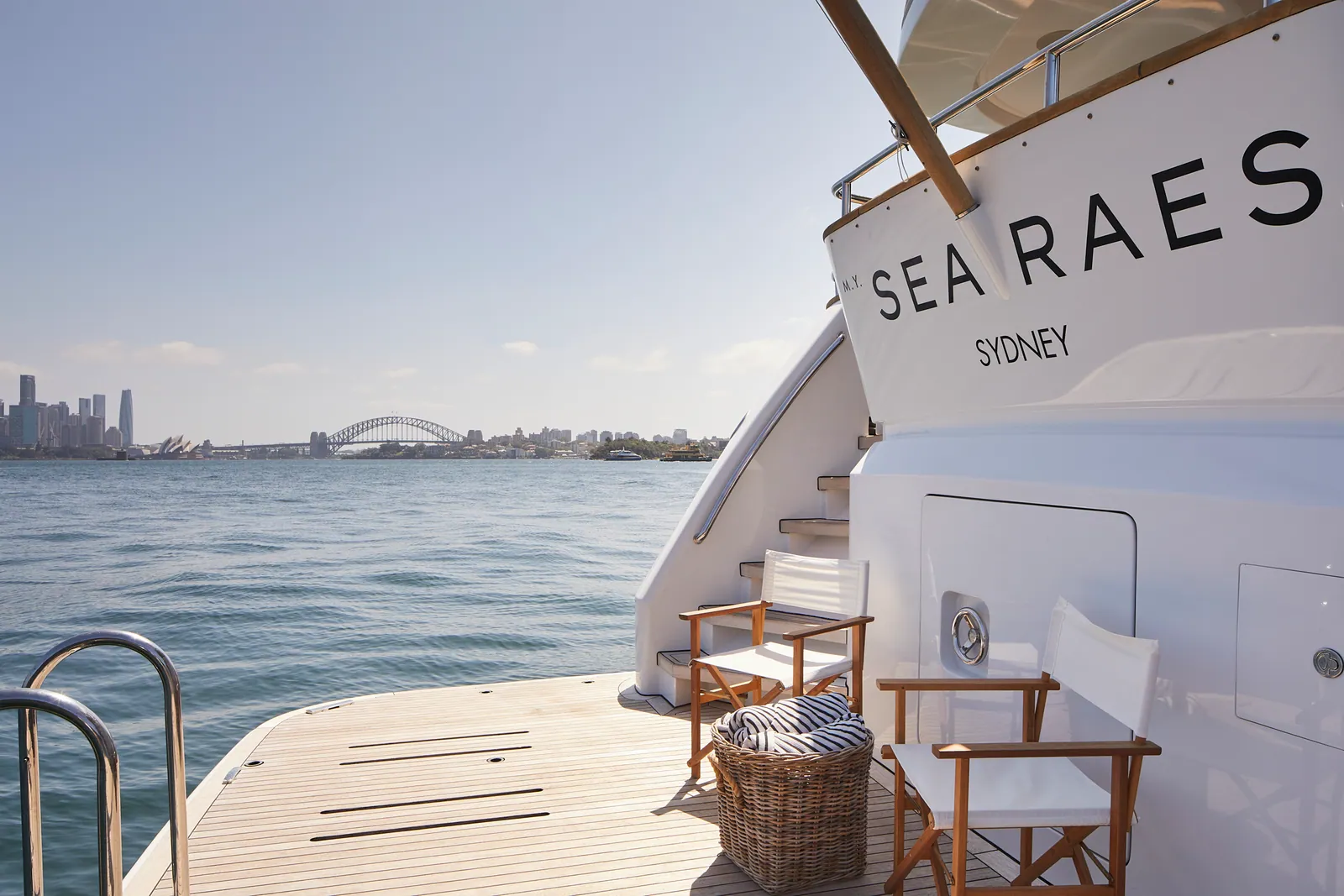 M/Y Sea Raes, her swim platform and transom